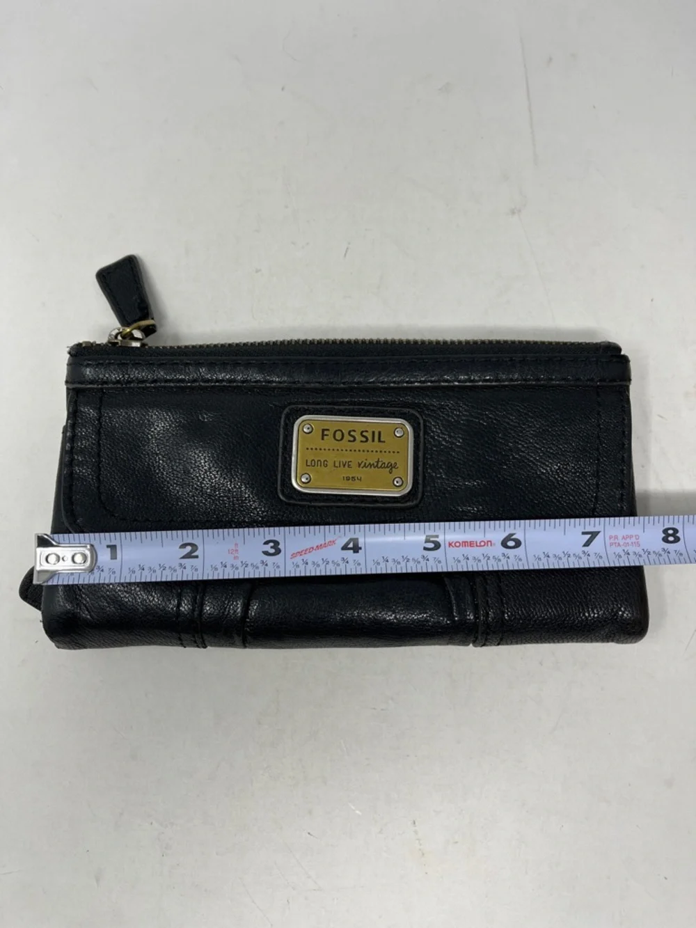 FOSSIL LONG LIVE VINTAGE 1954 Black Genuine Leather Emory Wallet Organizer